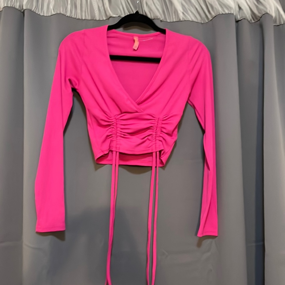 Bright pink drawstring top